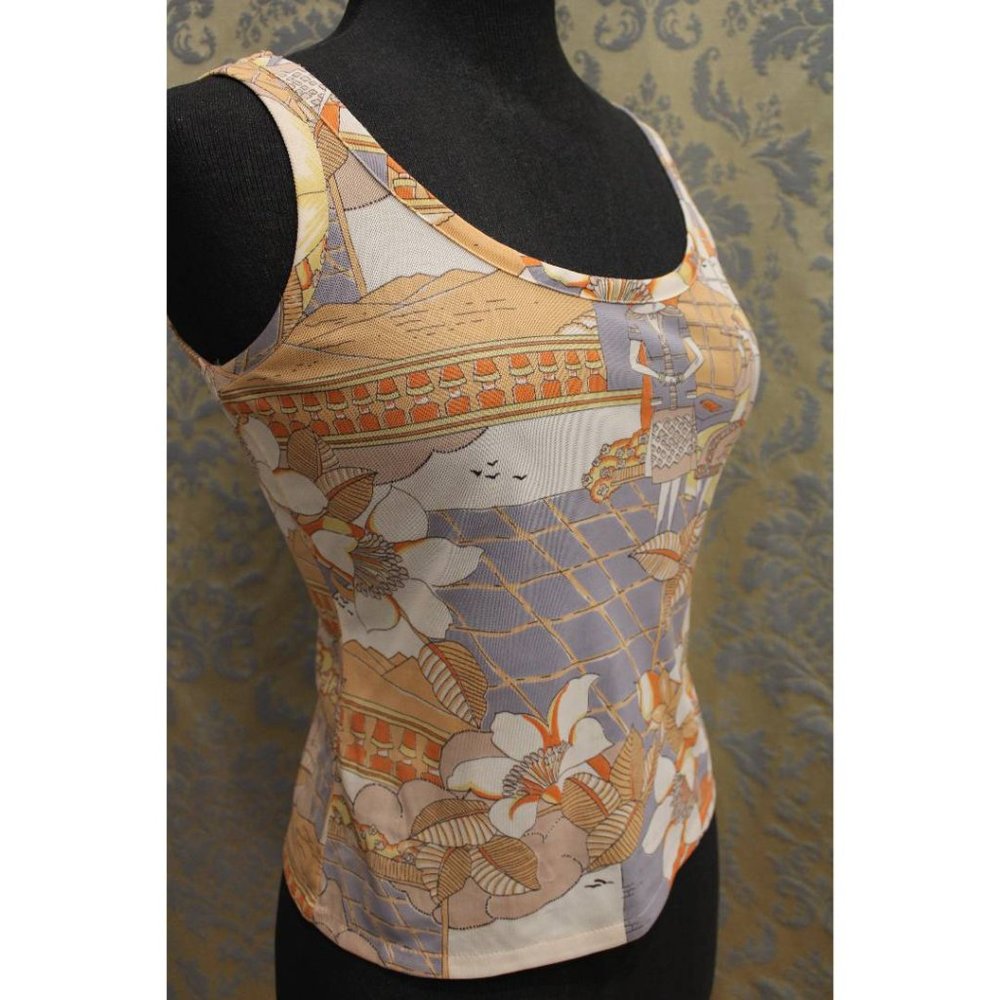 80's Vintage Pastel Art Deco Flappers Crop-Top - Picture 6 of 11